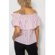 Блуза в полоску, цвет бело-красный, 244R302-1.