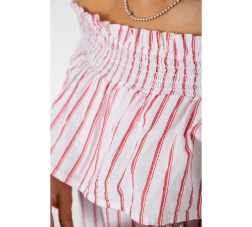 Блуза в полоску, цвет бело-красный, 244R302-1.