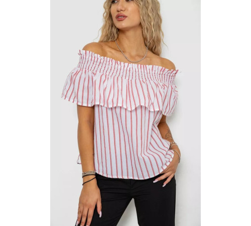Блуза в полоску, цвет бело-красный, 244R302-1.