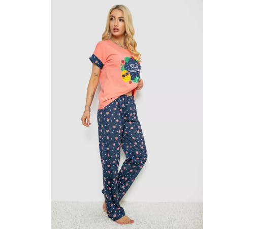 Пижама женская с принтом, цвет персиковый, 243R2083-1.