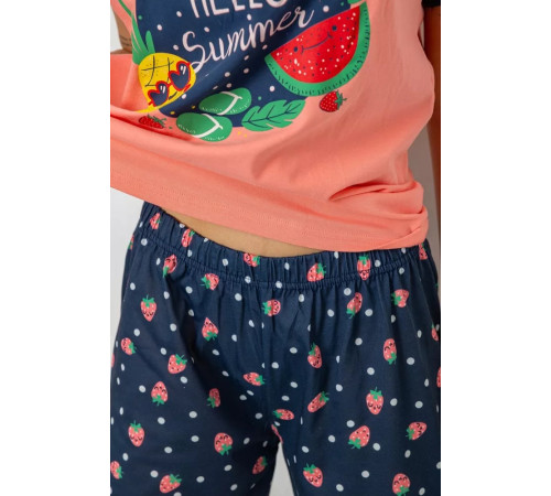 Пижама женская с принтом, цвет персиковый, 243R2083-1.