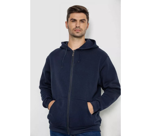 Кофта мужская на флисе с капюшоном, цвет темно-синий, 244R2493.