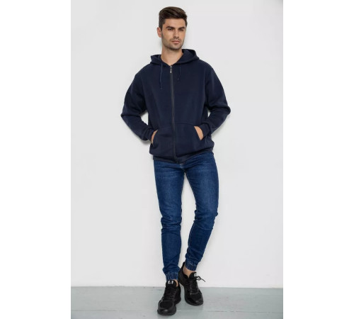 Кофта мужская на флисе с капюшоном, цвет темно-синий, 244R2493.