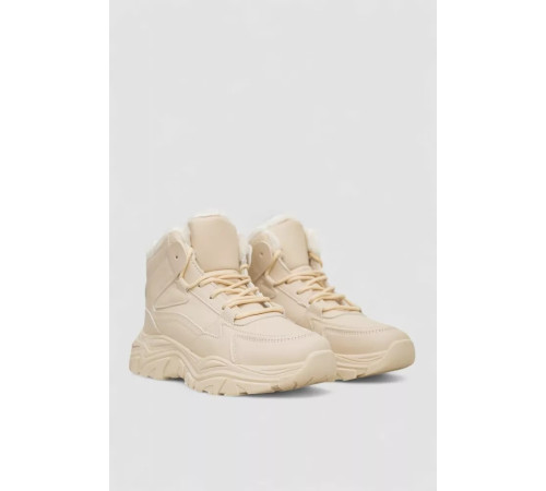 Кросівки жіночі зимові на хутрі, колір бежевий, 248RDM06