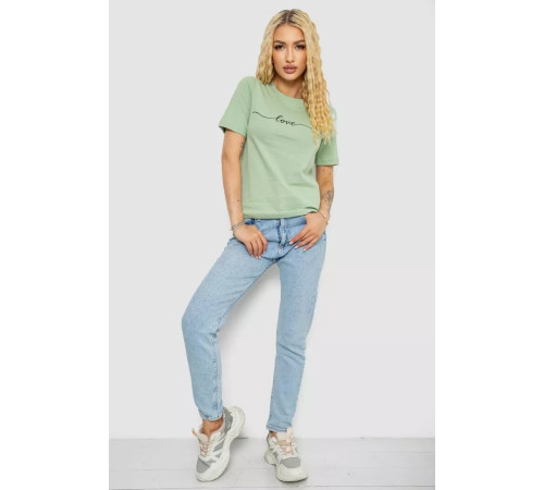 Женская футболка с принтом, цвет оливковый, 241R133.