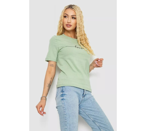 Женская футболка с принтом, цвет оливковый, 241R133.