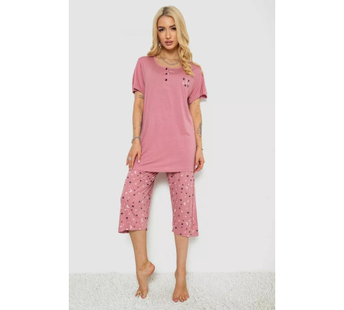 Женская пижама с принтом, цвет пудровый, 243R6998