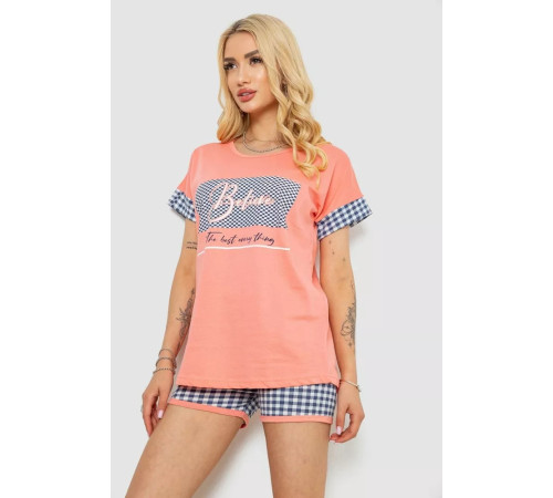 Пижама женская с принтом, цвет коралловый, 243R3048