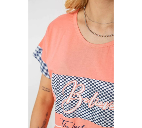 Пижама женская с принтом, цвет коралловый, 243R3048