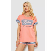 Пижама женская с принтом, цвет коралловый, 243R3048