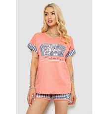 Піжама жіноча з принтом, колір кораловий, 243R3048