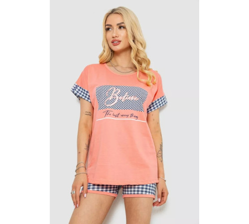 Пижама женская с принтом, цвет коралловый, 243R3048