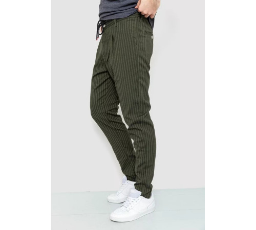Чоловічі штани в смужку, колір хакі, 157R2008-1