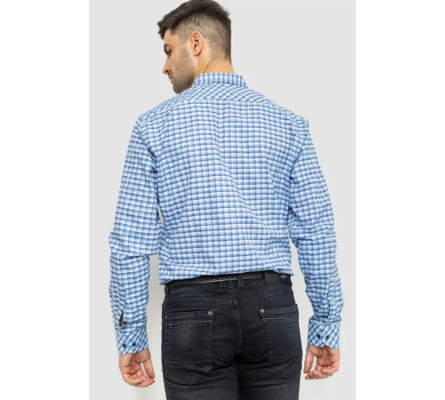 Сорочка чоловіча в клітку, колір біло-блакитний, 214R117-35-198