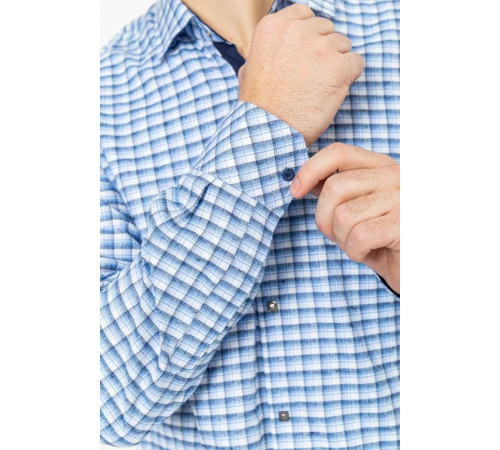 Сорочка чоловіча в клітку, колір біло-блакитний, 214R117-35-198