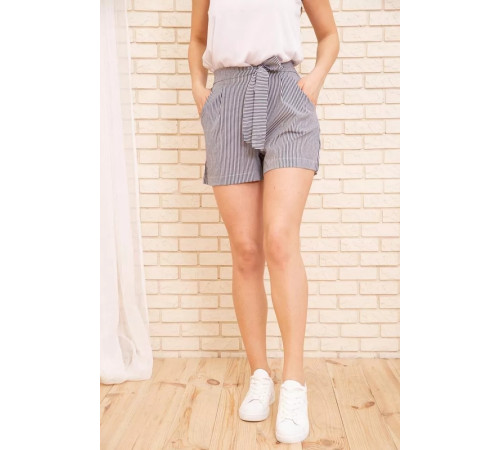 Жіночі шорти в смужку з пояском, колір Синій, 172R008