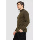 Свитер мужской однотонный с вышивкой трезубец, цвет хаки, 161R009