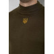 Свитер мужской однотонный с вышивкой трезубец, цвет хаки, 161R009