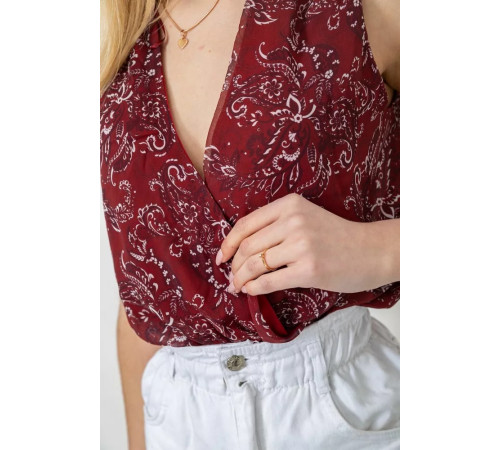 Боді з квітковим принтом, колір бордовий, 244R080