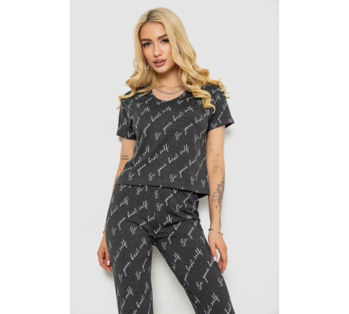 Женская пижама с принтом, цвет серый, 243RK2043