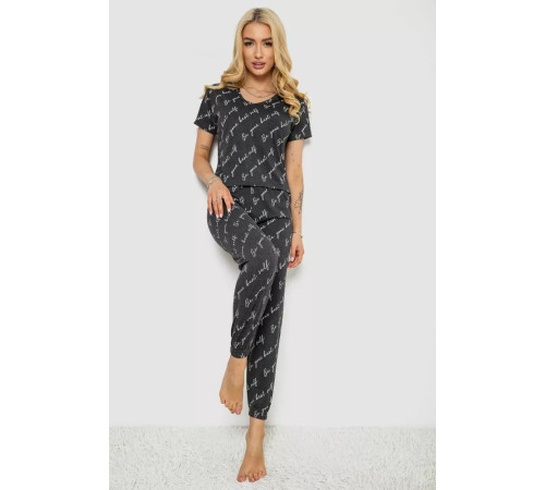 Женская пижама с принтом, цвет серый, 243RK2043