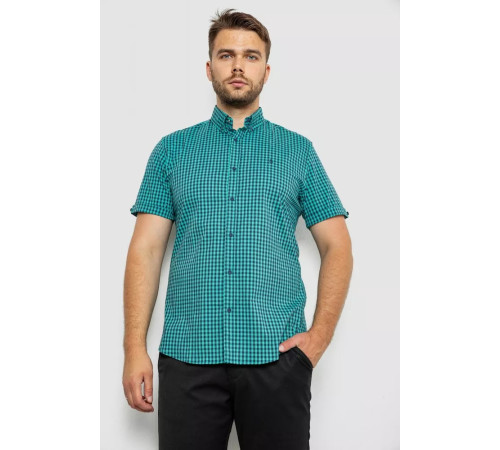 Сорочка чоловіча в клітинку, колір бірюзовий, 214R4564-2