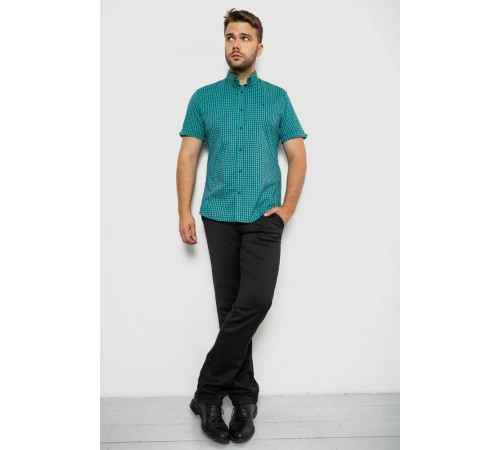 Сорочка чоловіча в клітинку, колір бірюзовий, 214R4564-2