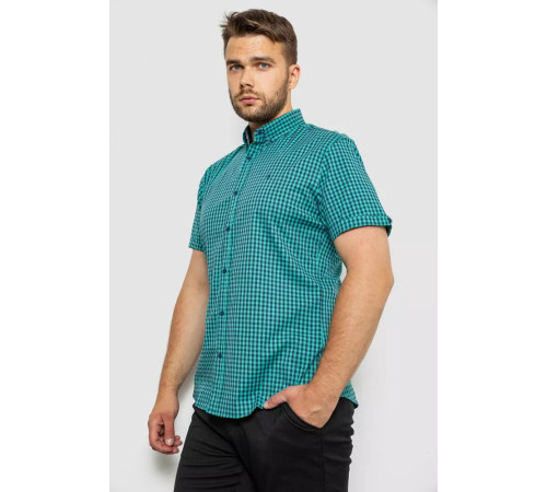 Сорочка чоловіча в клітинку, колір бірюзовий, 214R4564-2
