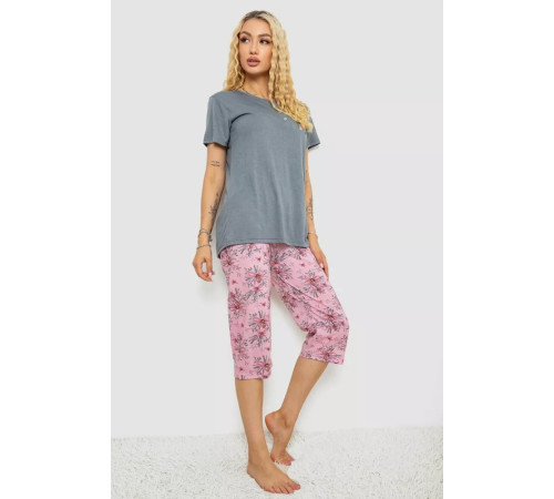 Піжама жіноча з принтом, колір сірий, 243R10293