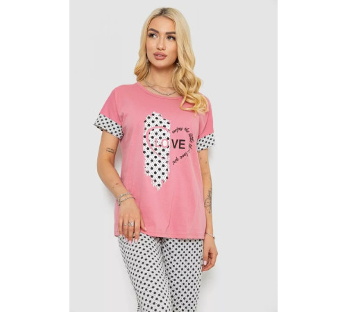 Женская пижама с принтом, цвет пудровый, 243R2090