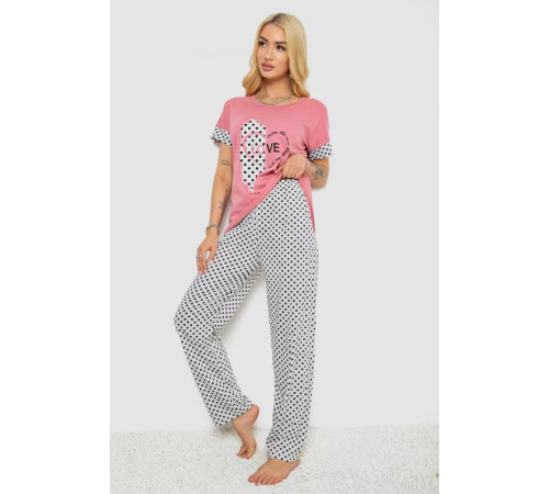 Женская пижама с принтом, цвет пудровый, 243R2090
