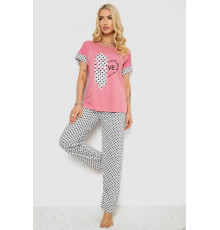 Піжама жіноча з принтом, колір пудровий, 243R2090