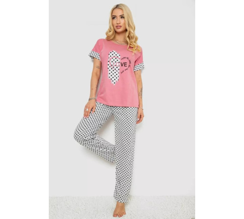 Женская пижама с принтом, цвет пудровый, 243R2090
