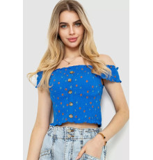 Топ с цветочным принтом, цвет электрик, 244R094