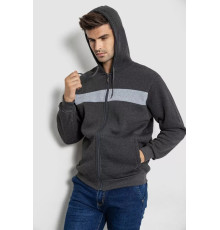 Кофта мужская на флисе с капюшоном, цвет темно-серый, 244R2559.