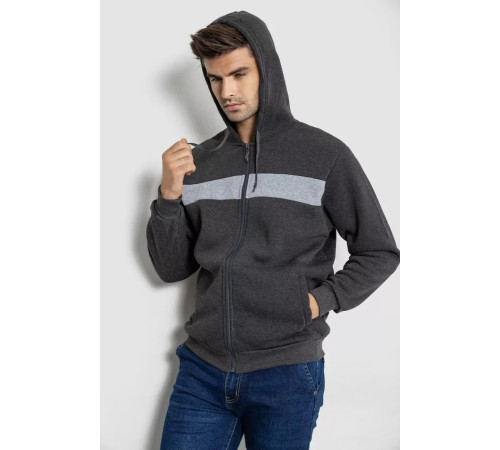 Кофта мужская на флисе с капюшоном, цвет темно-серый, 244R2559.