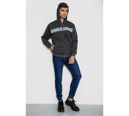 Кофта мужская на флисе с капюшоном, цвет темно-серый, 244R2559.