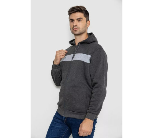 Кофта мужская на флисе с капюшоном, цвет темно-серый, 244R2559.