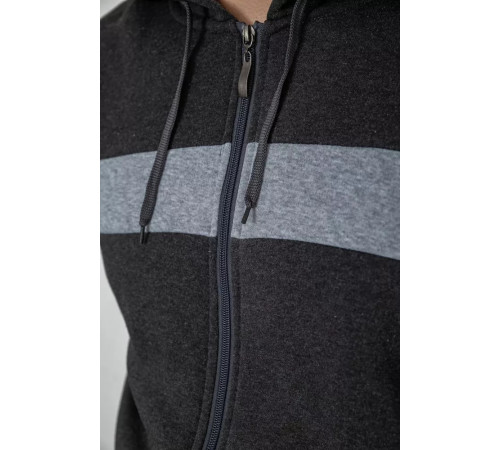 Кофта мужская на флисе с капюшоном, цвет темно-серый, 244R2559.