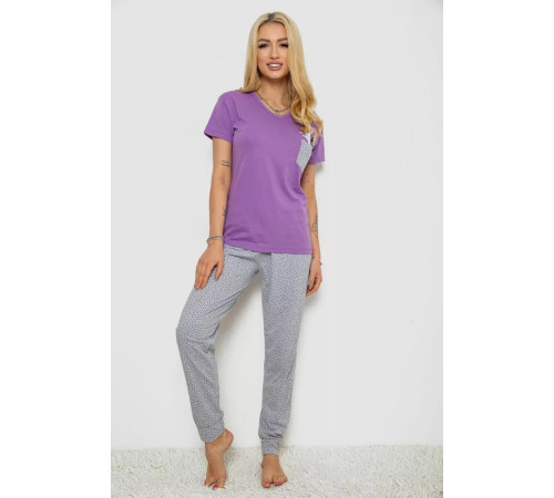 Пижама женская с принтом, цвет сиреневый, 243R9229.