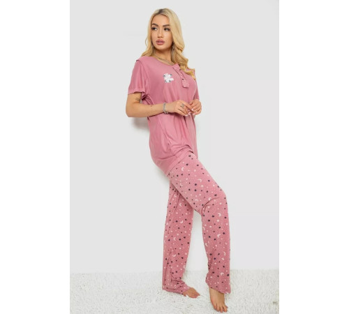 Женская пижама с принтом, цвет пудровый, 243R7025