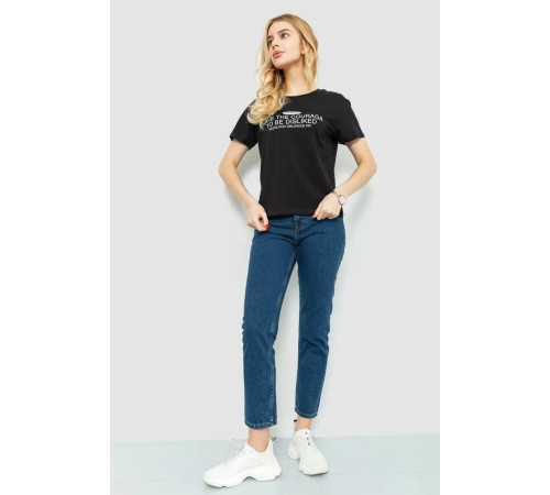Женская футболка с принтом, цвет черный, 221R3006
