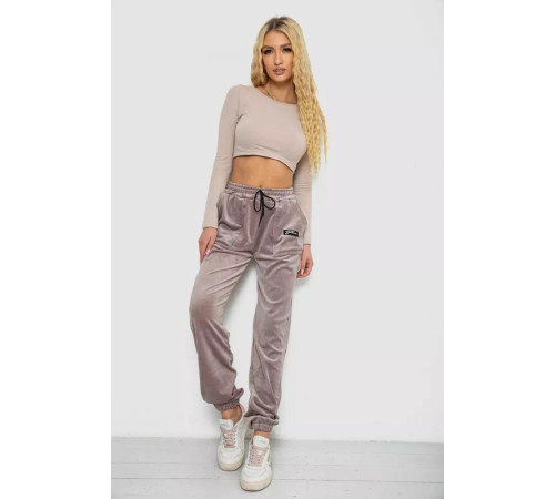 Штани жіночі велюрові, колір мокко, 238R58473