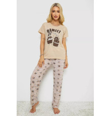 Пижама женская с принтом, цвет бежевый, 243R2493.
