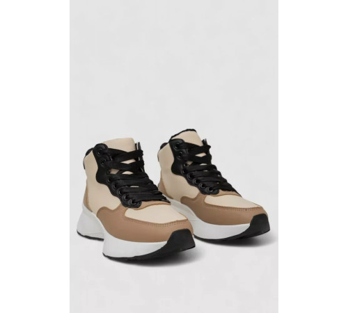 Кросівки жіночі зимові на хутрі, колір бежево-чорний, 248RXM19-93