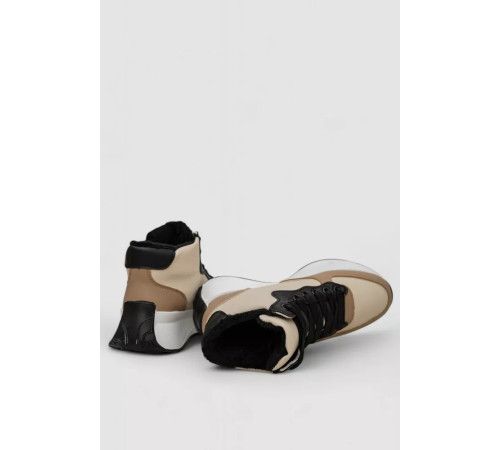 Кросівки жіночі зимові на хутрі, колір бежево-чорний, 248RXM19-93