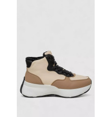 Кросівки жіночі зимові на хутрі, колір бежево-чорний, 248RXM19-93