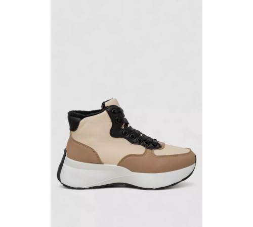 Кросівки жіночі зимові на хутрі, колір бежево-чорний, 248RXM19-93