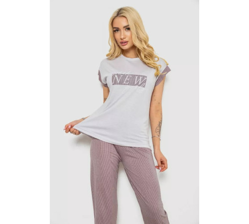 Піжама жіноча з принтом, колір сірий, 243R2115