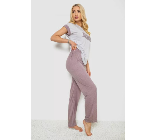 Піжама жіноча з принтом, колір сірий, 243R2115